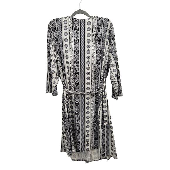 NWT LuLaRoe Michelle Navy & White Geometric Pattern Plus Wrap Dress Women's 3X - Picture 7 of 7